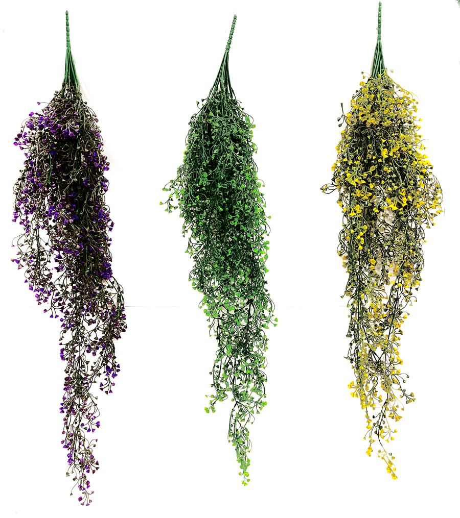 PLANTA COLGANTE 110CM. 3 COLORES: AMARILLO. LILA. PURPURA