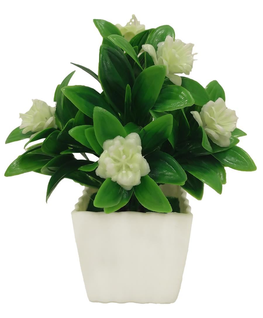 MACETA CON FLORES 20CM. 5 COLORES: AMARILLO. NARANJA. LILA. VIOLETA. BLANCO