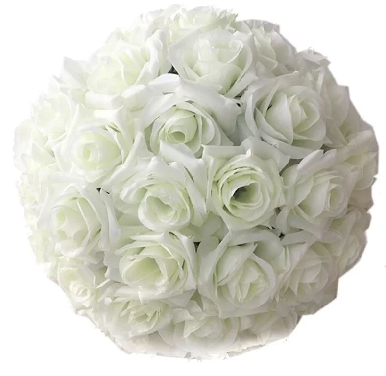 ESFERA DE FLORES DE TELA 23CM BLANCO