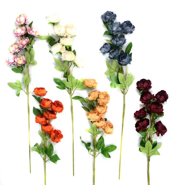 RAMO DE 7 FLORES 45CM. 7 COLORES: AZUL. NARANJA. BORDÓ. BLANCO. MOSTAZA. BCO-ROSA