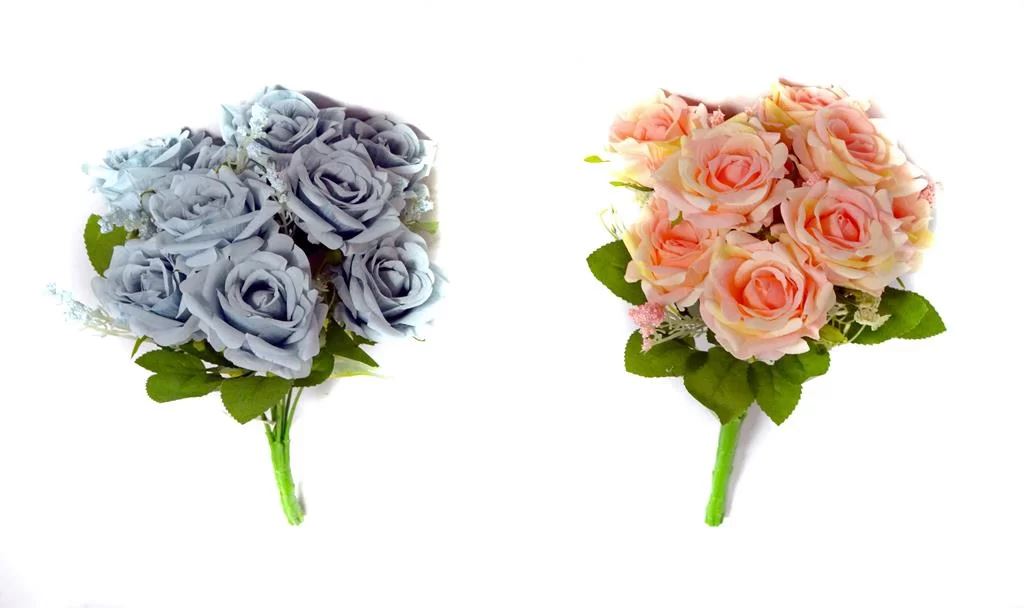 RAMO DE ROSAS DE LUJO 38CM. 6 COLORES: BLANCO. ROSA. VIOLETA. SALMÓN. CELESTE. AMARILLO