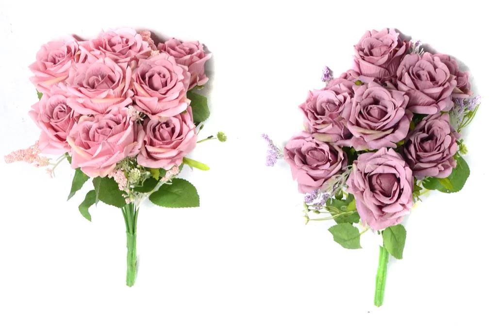 RAMO DE ROSAS DE LUJO 38CM. 6 COLORES: BLANCO. ROSA. VIOLETA. SALMÓN. CELESTE. AMARILLO