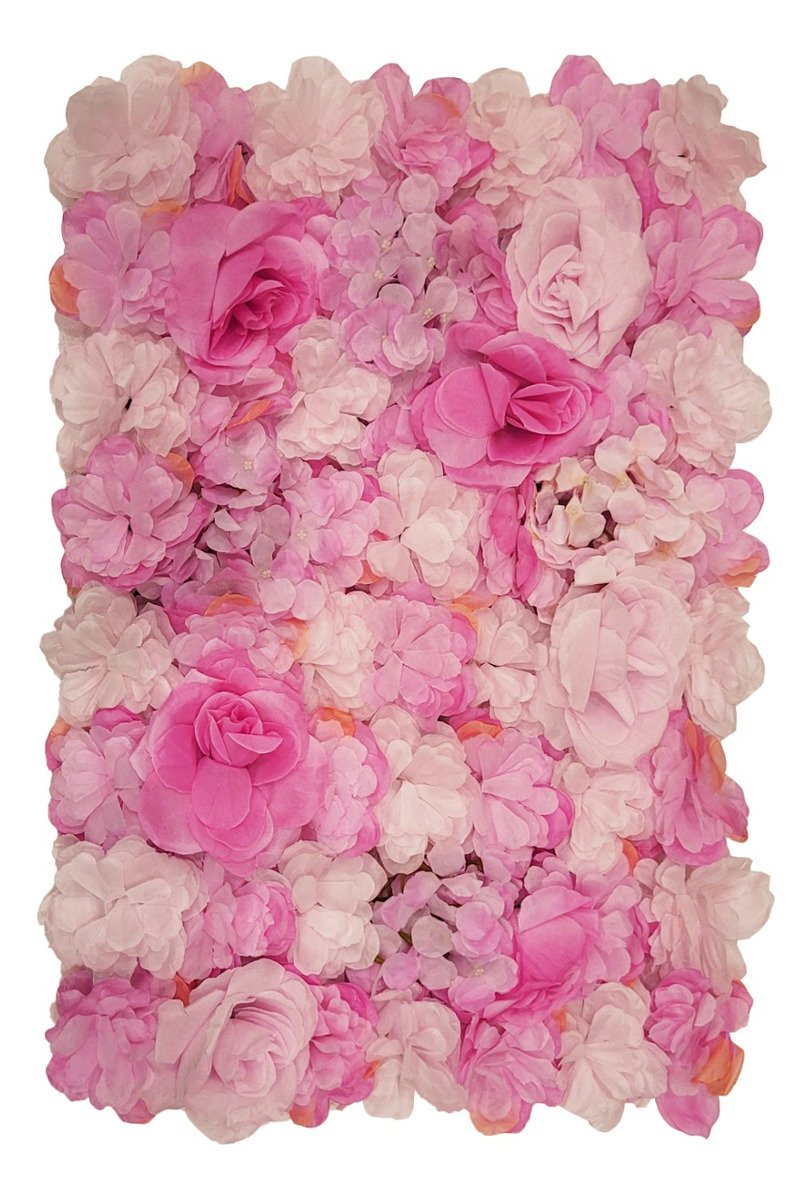PANEL CON FLORES DE TELA SUPeR PREMIUM ROSA FUERTE 40 X 60 CM